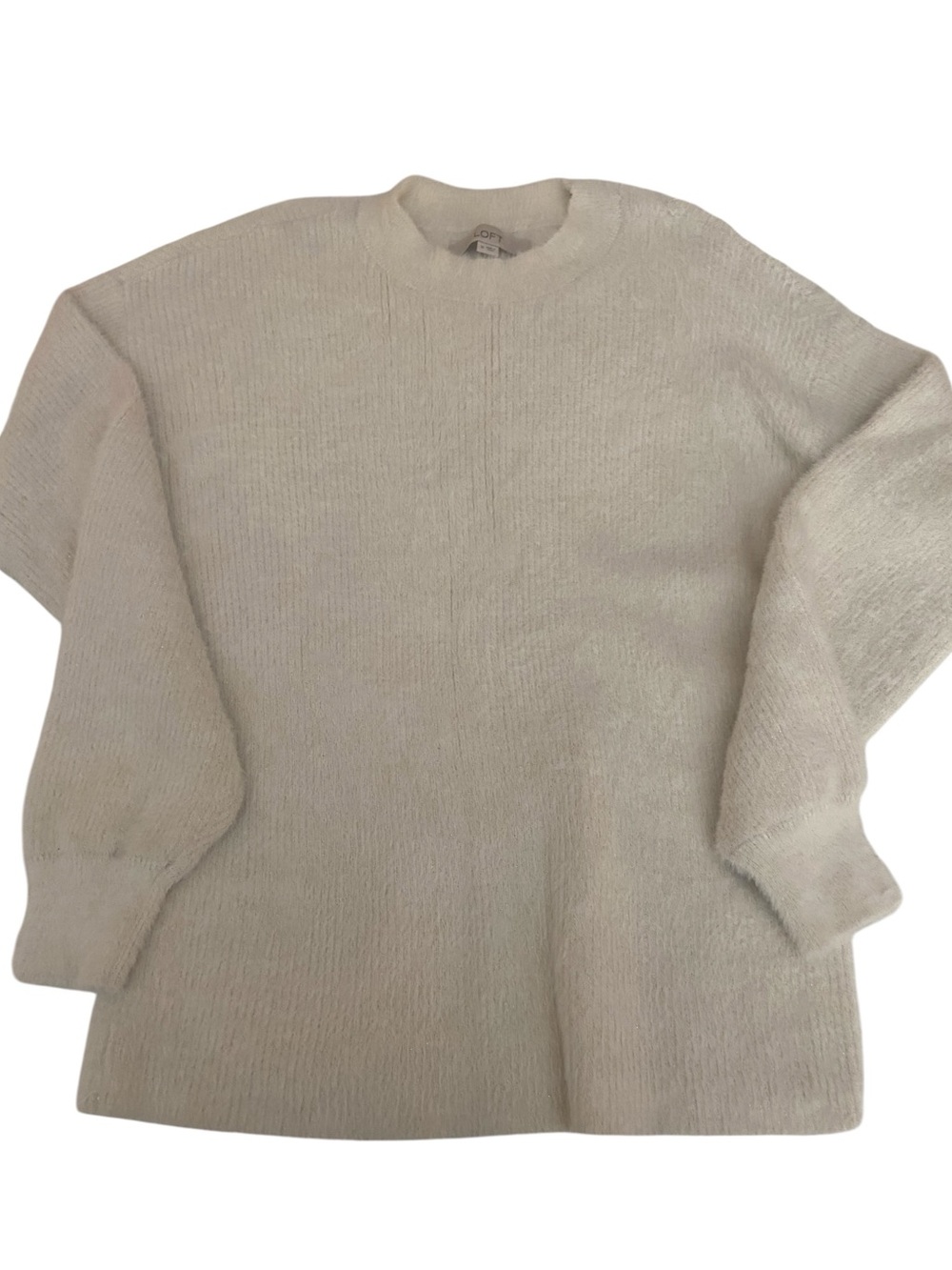 LOFT CREAM SHIMMER FUZZY SWEATER SIZE MEDIUM